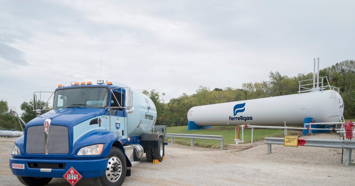 Propane bobtail truck that delivers fuel to home tanks