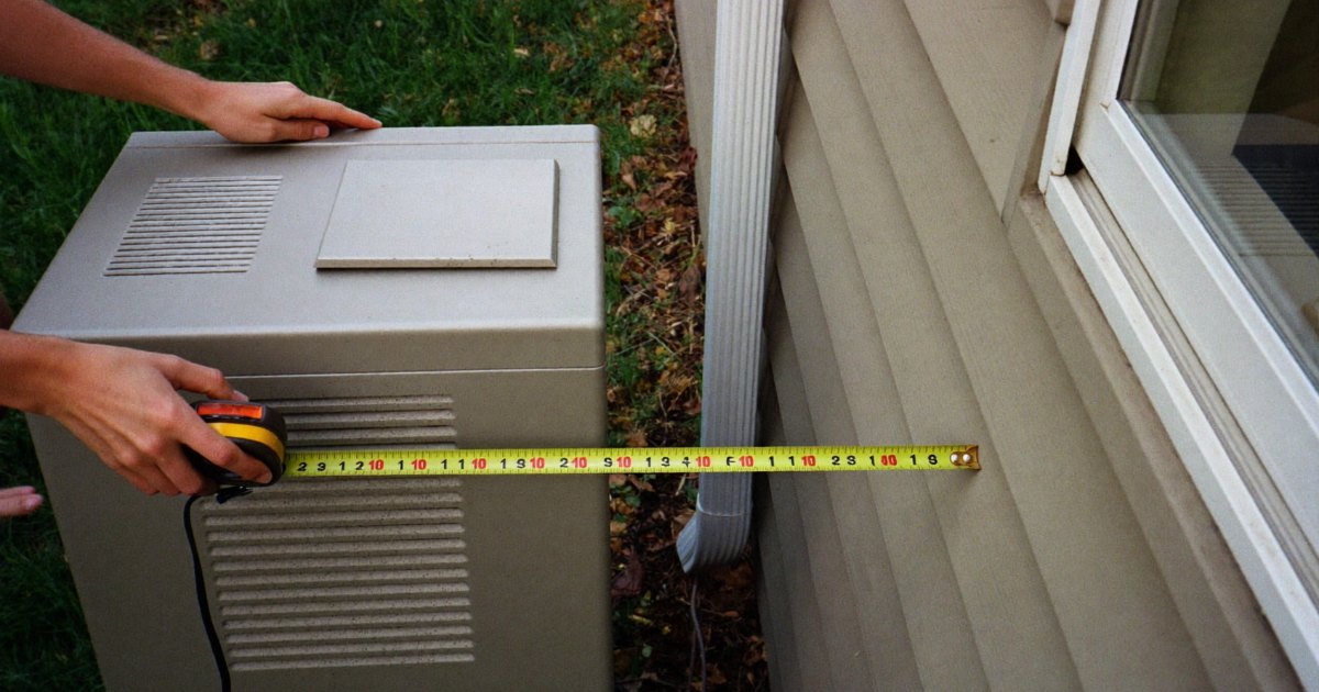 Measuring the clearance between a standby generator and a house window